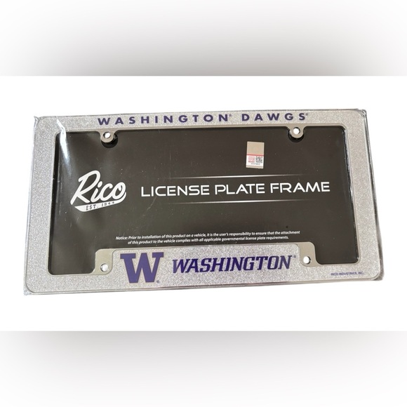 Rico Stainless Steel Washington Dawgs Silver Sparkle License Plate Frame Univ. - Picture 1 of 4